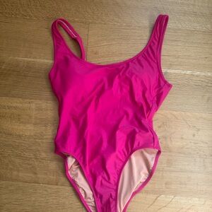 J. Crew Heritage Pink One Piece Swimsuit Scoop Neck High-Cut